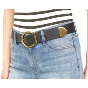 White House Black Market Round Capped Black/Gold Circle Buckle Belt Small